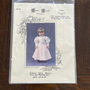 Fancy Frocks for 18" & 20" dolls, Gibson style blouse, vest, walking skirt